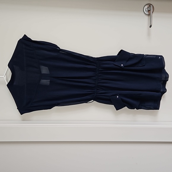 Double Zero Sheer Navy Dress With Slip, Size S - Picture 12 of 12